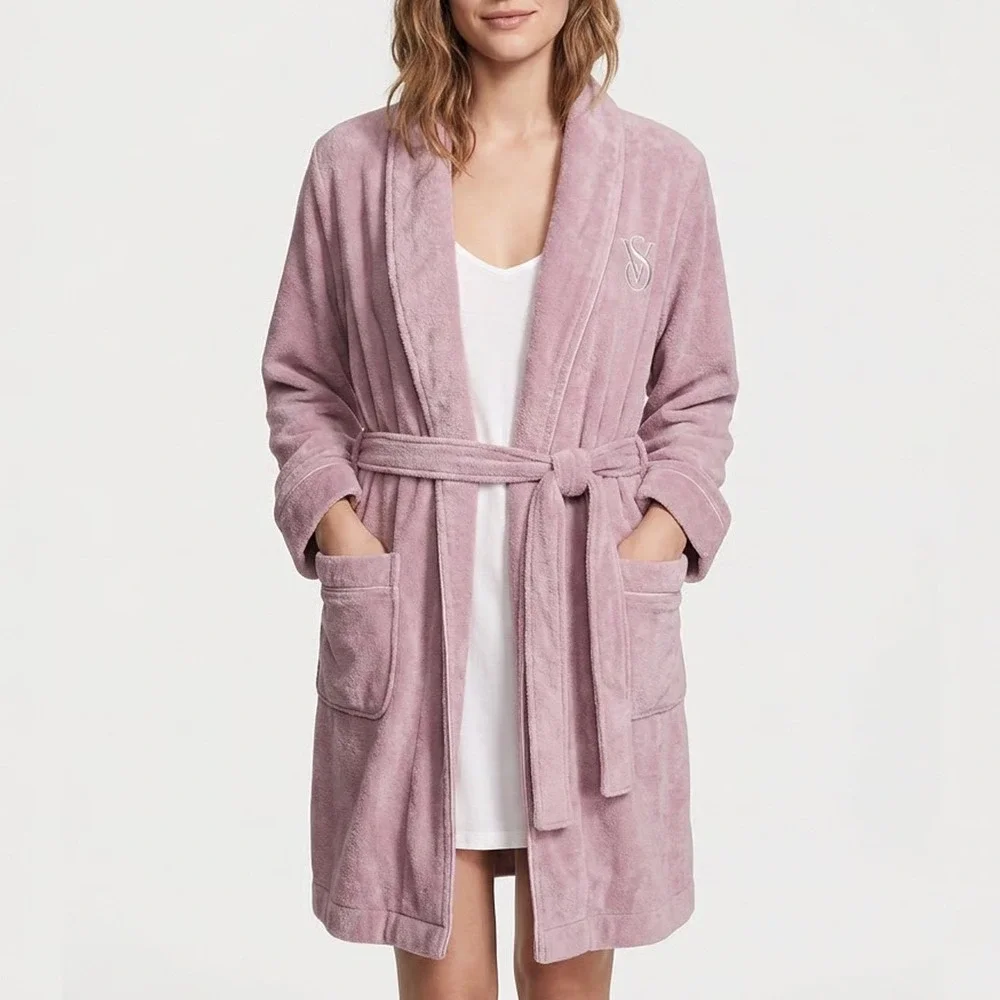 Victoria's Secret Purple Cotton Terry Cloth Belted Bathrobe Medium